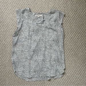 LOFT Ruffle Short Sleeve V-Neck Polka Dot Top